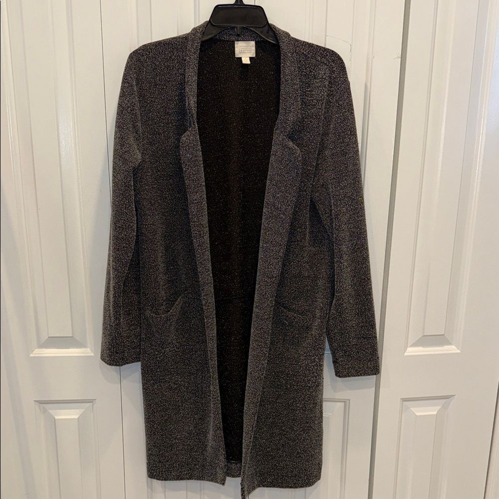 14th & Union Heathered Charcoal Open-Front Long Cardigan